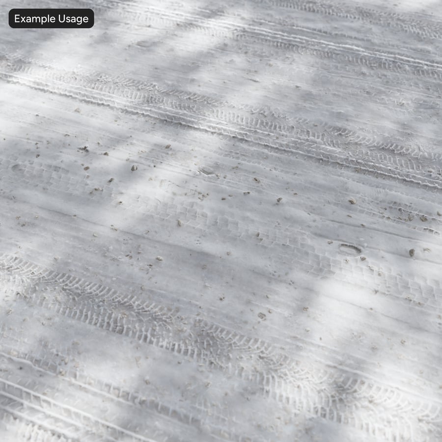 Tire Tracks on Snowy Road Texture