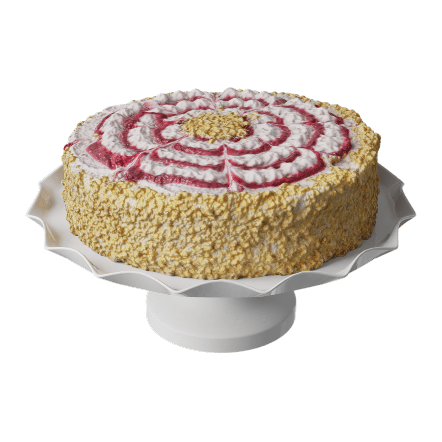 Vanilla Raspberry Cake Food Model