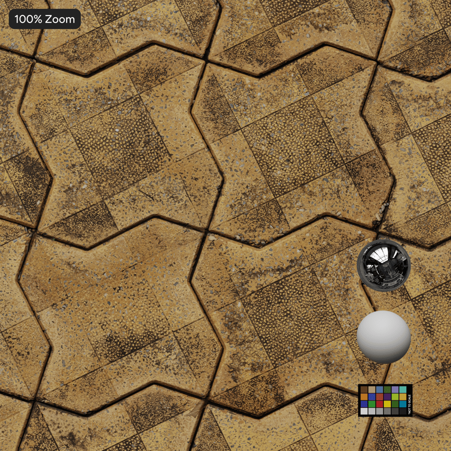 Pavimentazione impilata quadrata a zig-zag sporca, giallo