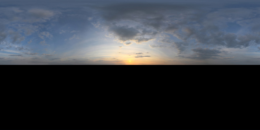 Dark Scattered Cloud Horizon Sunset Outdoor Sky HDRI, Orange