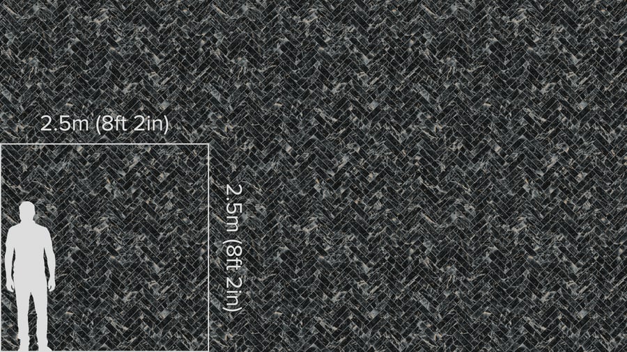 Textura de azulejo mate em mármore em espinha, veios da meia-noite