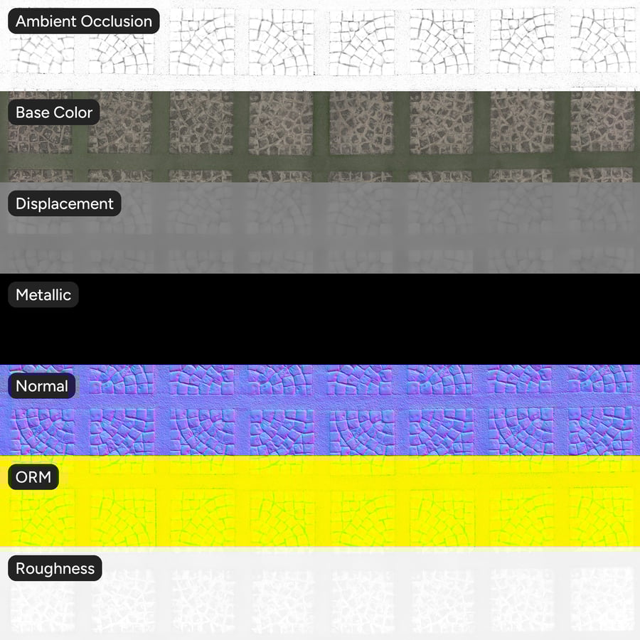 Decorative Cobblestone and Grass Paver Texture