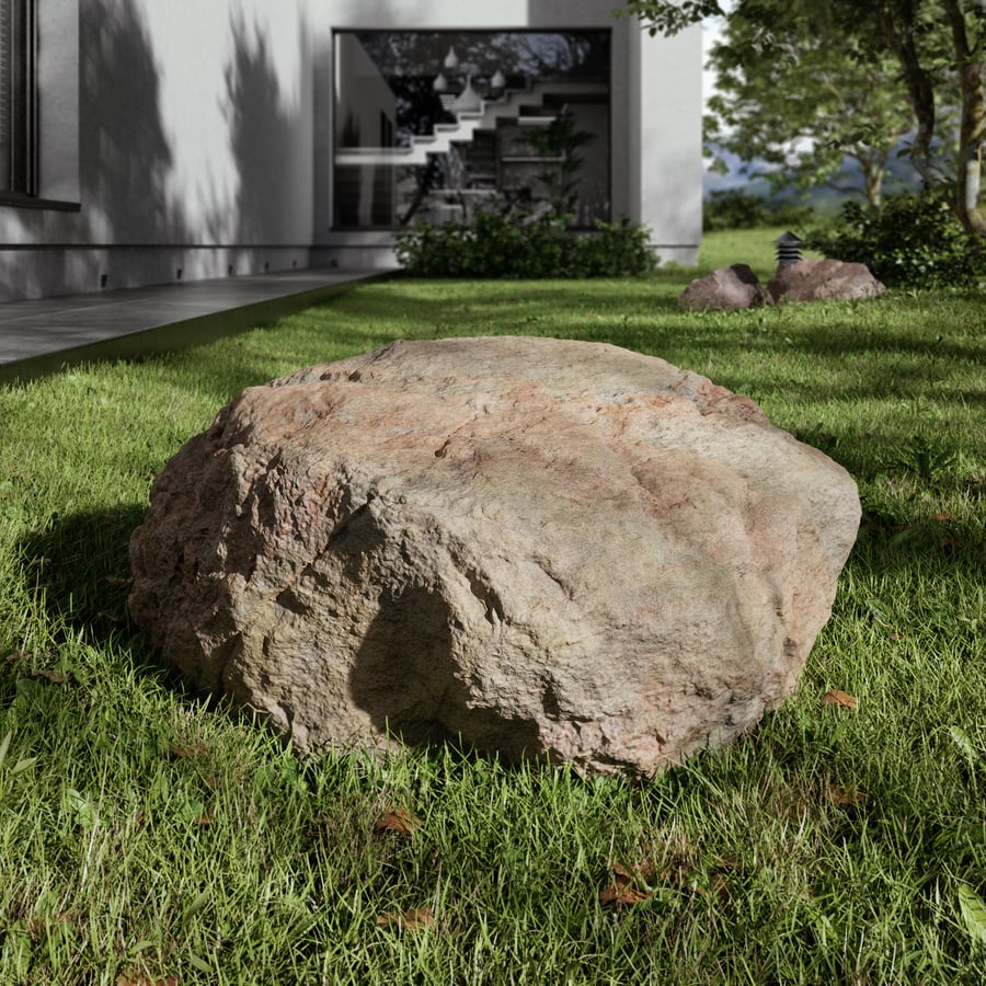 Rippled Round Large Rock Boulder Model, Pale Red