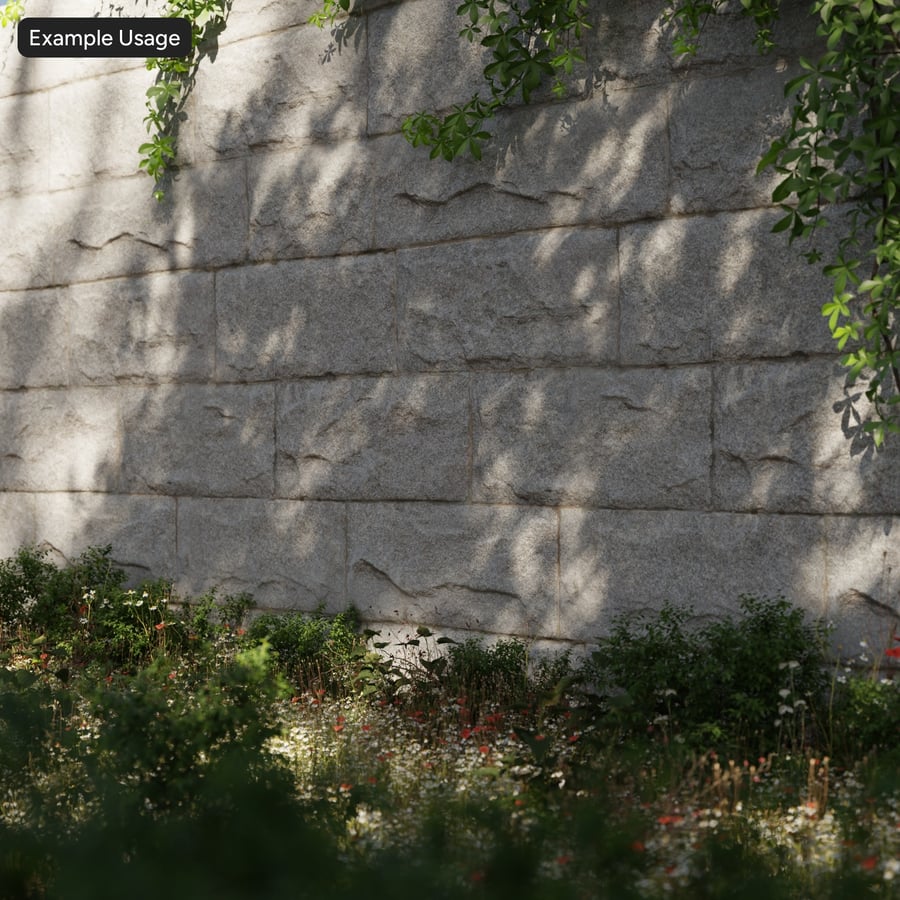 Long Granite Stone Block Wall Texture, Grey