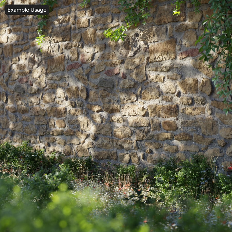 오래된 거친 모르타르 잔해 돌담 텍스처, 노란색
