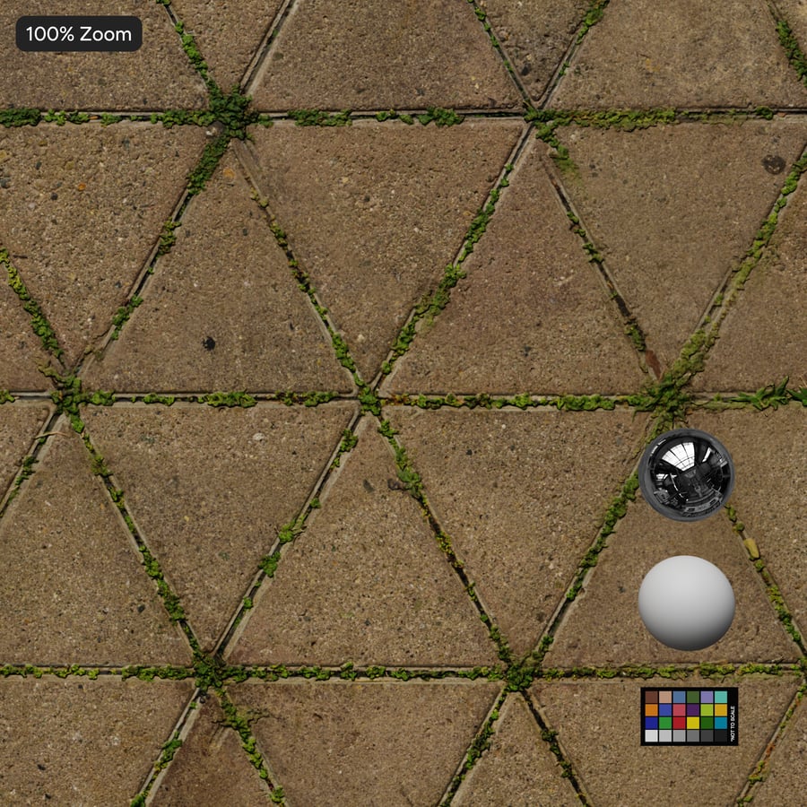 Triangular Concrete and Grass Paver Texture