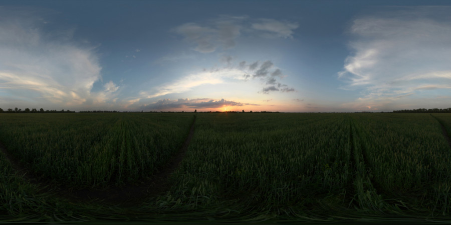Diffused Cloud Sunset Field Outdoor Sky HDRI