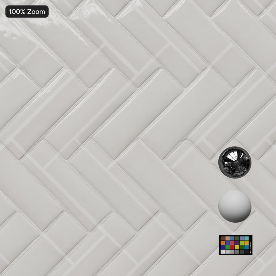 Herringbone Ceramic Glossy Tile Texture, White