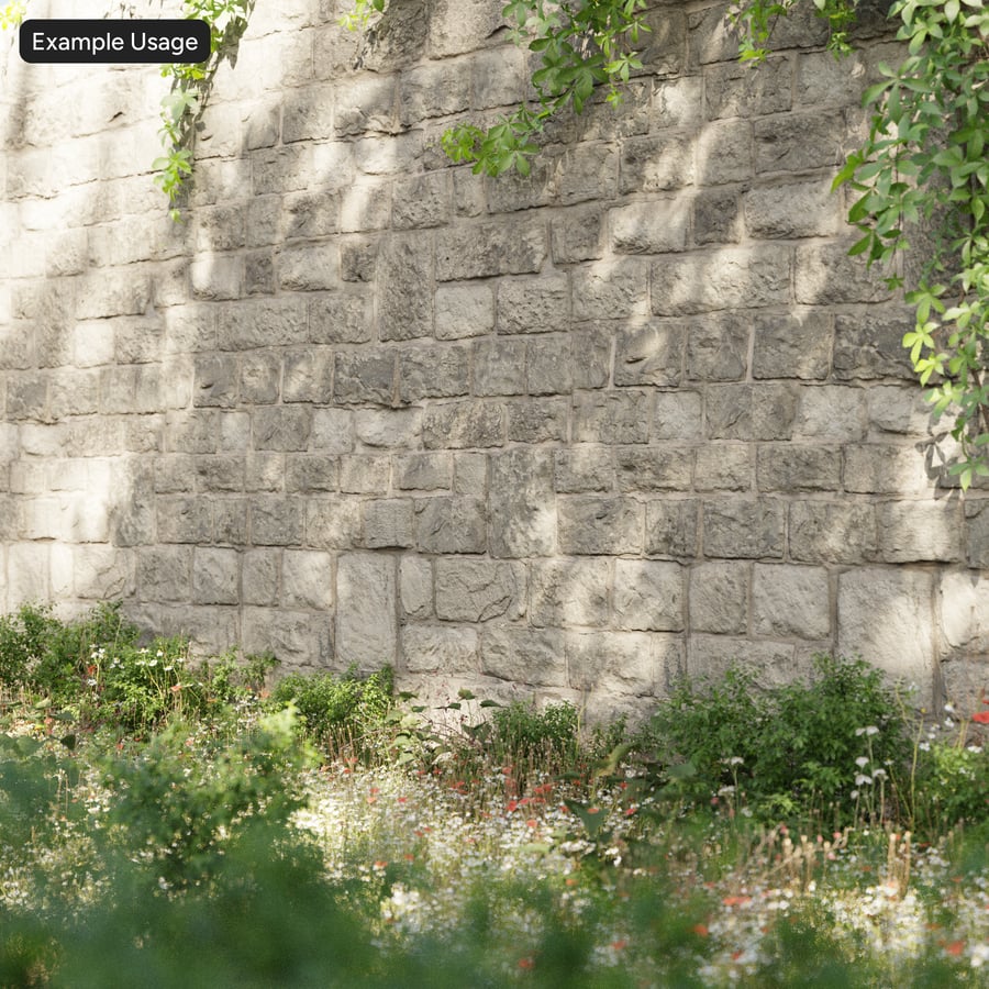 Worn Rubble Stone Wall Texture, Grey