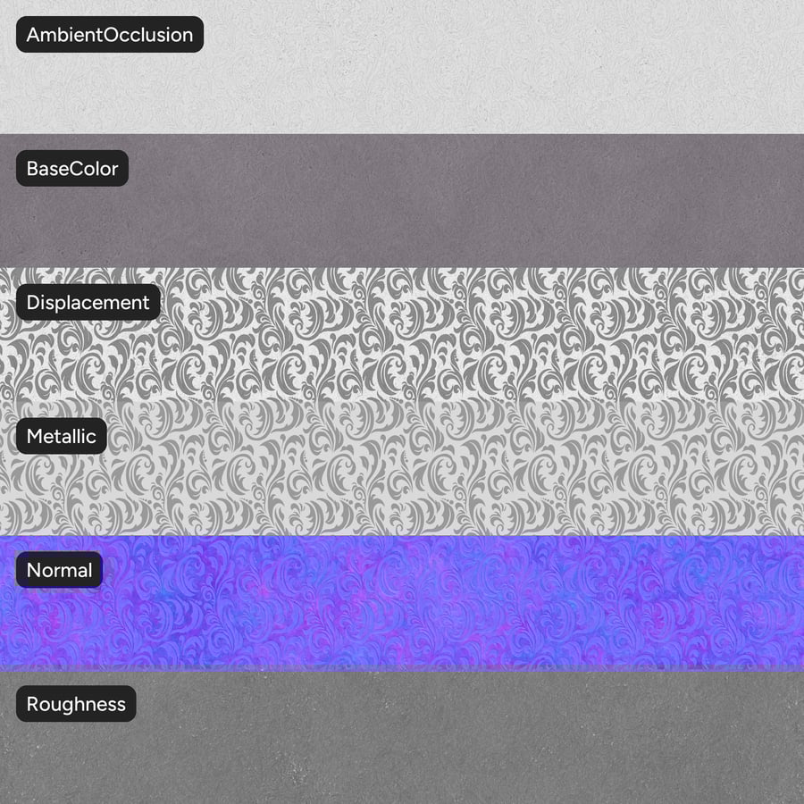 Reliéfne víry s metallic zamatovou textúrou, sivá