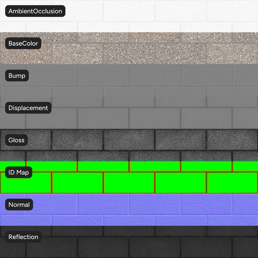 Running Aggregate Concrete Block Wall Texture, Beige