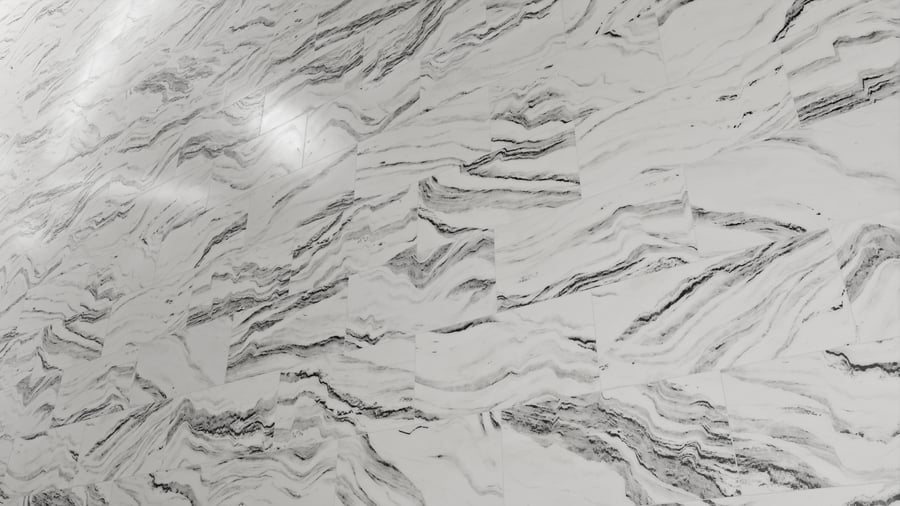 Honed Brick Bond Tiles Cipollino Marble Texture, White & Grey