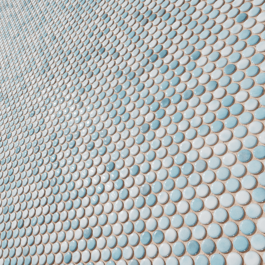 Blend Pattern Penny Round Tile Texture, Blue