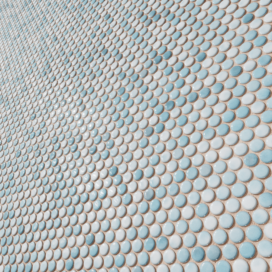 Textura de azulejo cerâmico brilhante redondo, azul claro