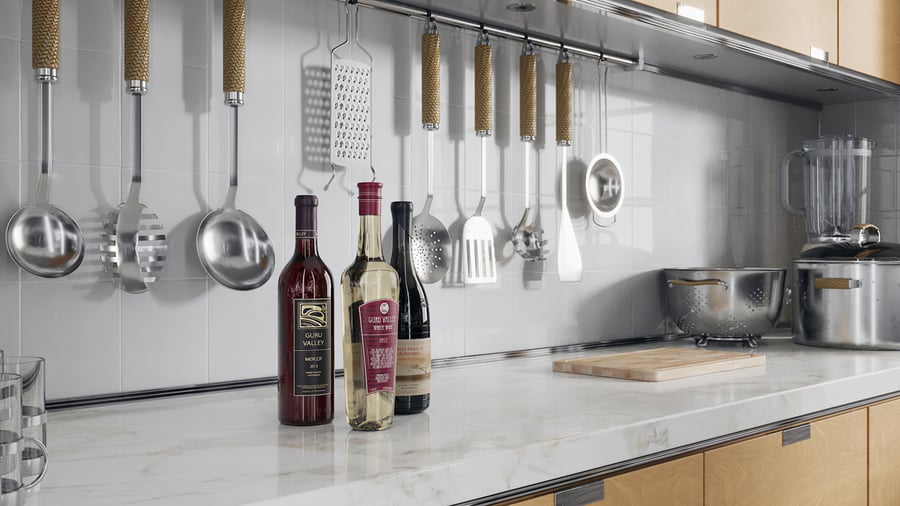 Três modelos de garrafas de vinho