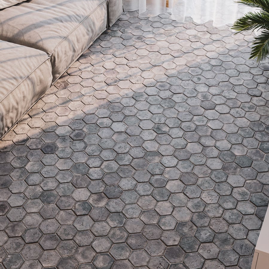 Concrete Hexagon Terracotta Tile Texture, Grey