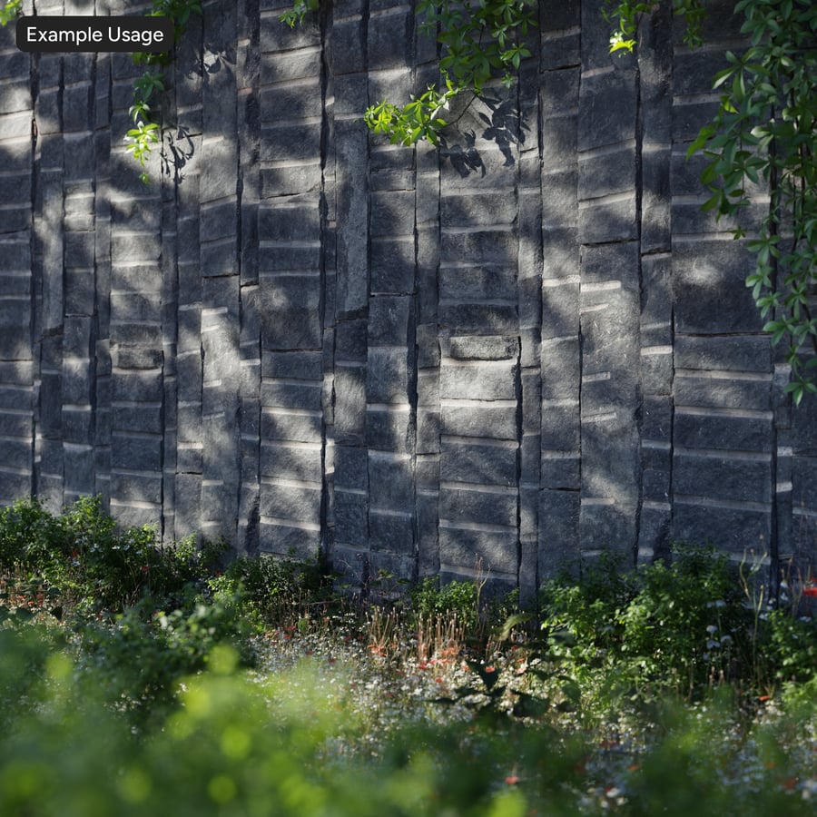 凹槽石块墙面纹理，灰色