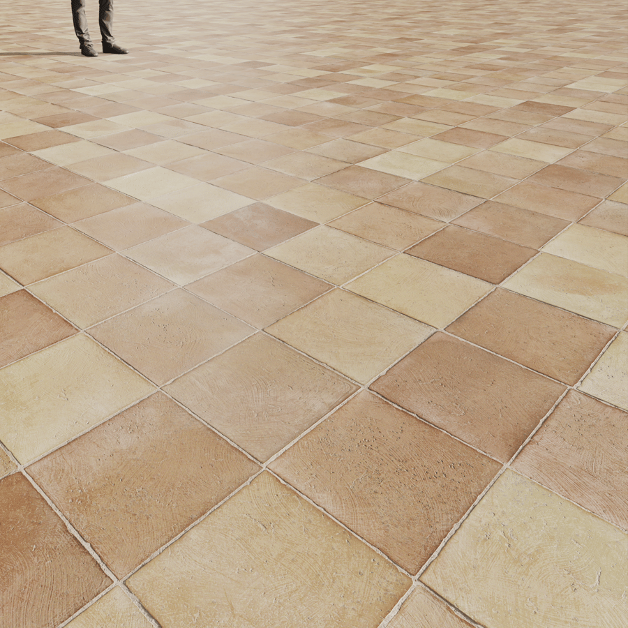 Square Stacked Terracotta Tile Texture, Beige