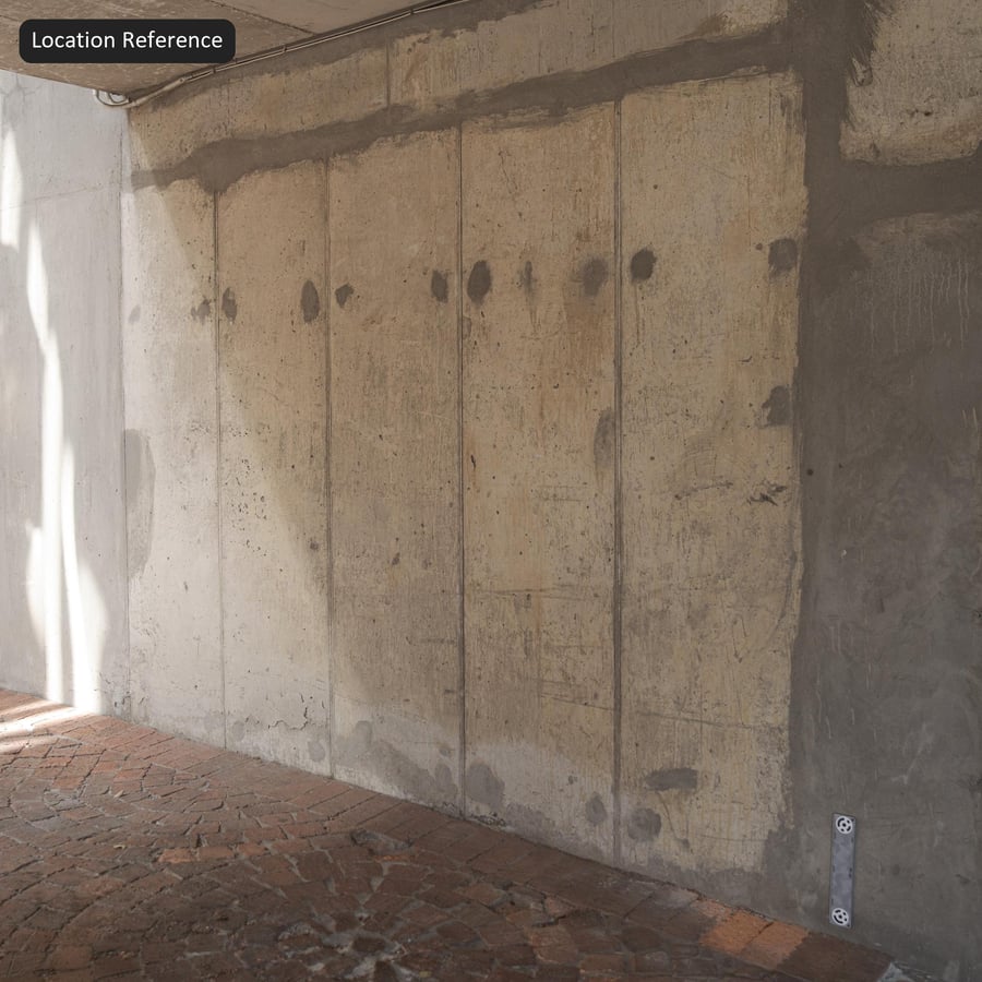 原位受損混凝土牆面紋理，灰色