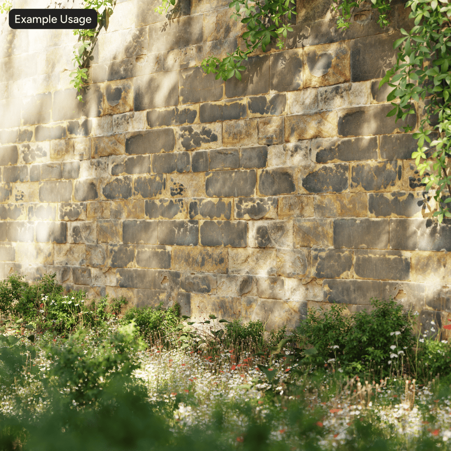 Old Spalled Stone Block Wall Texture