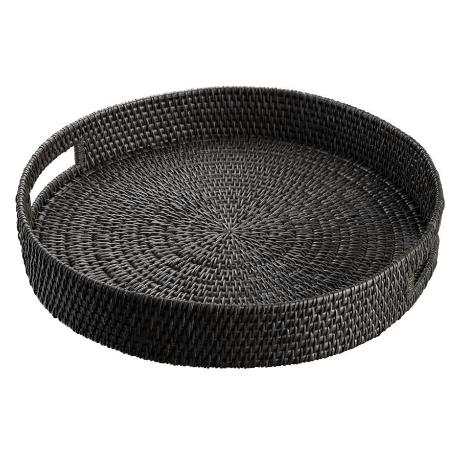 Round Rattan Tray Model, Black