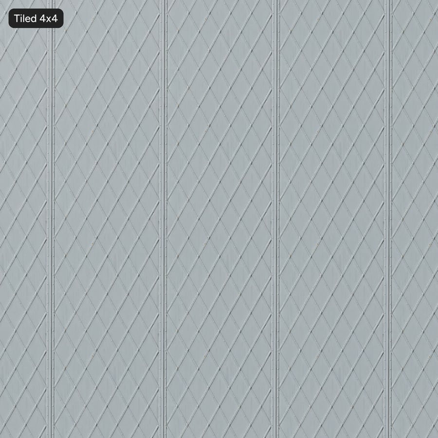 Riveted Diamond Strap Steel Gate Texture, Pale Grey