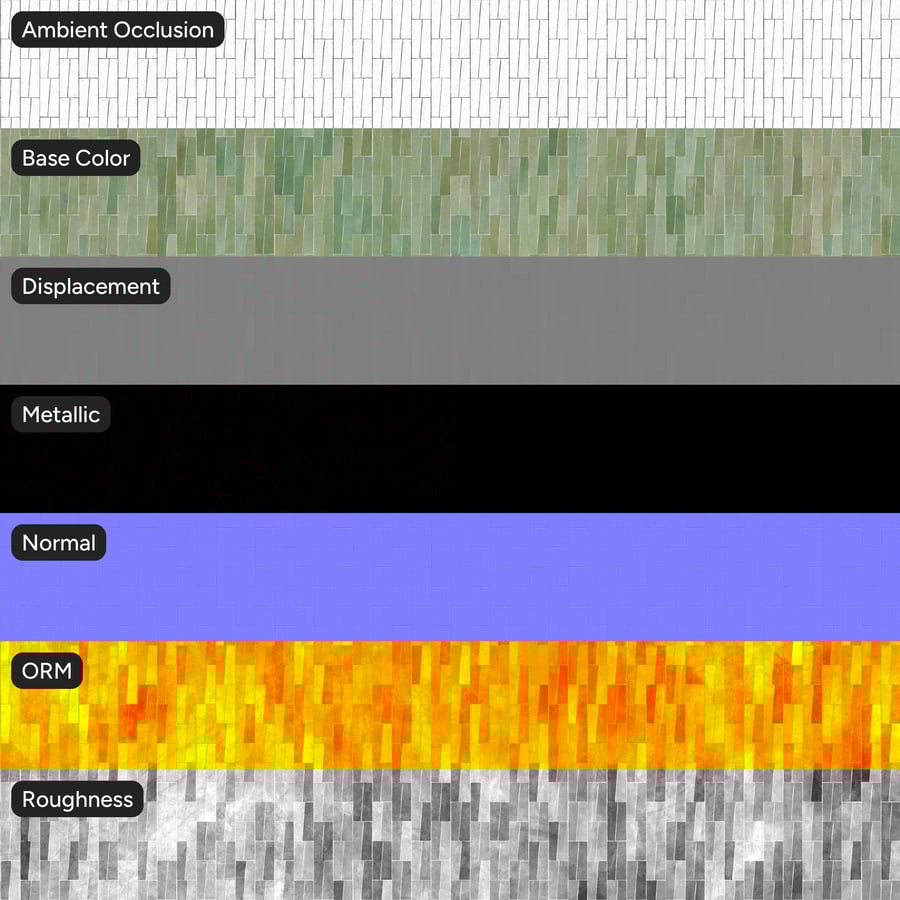Trapezoidal Zellige Matte Tile Texture, Green