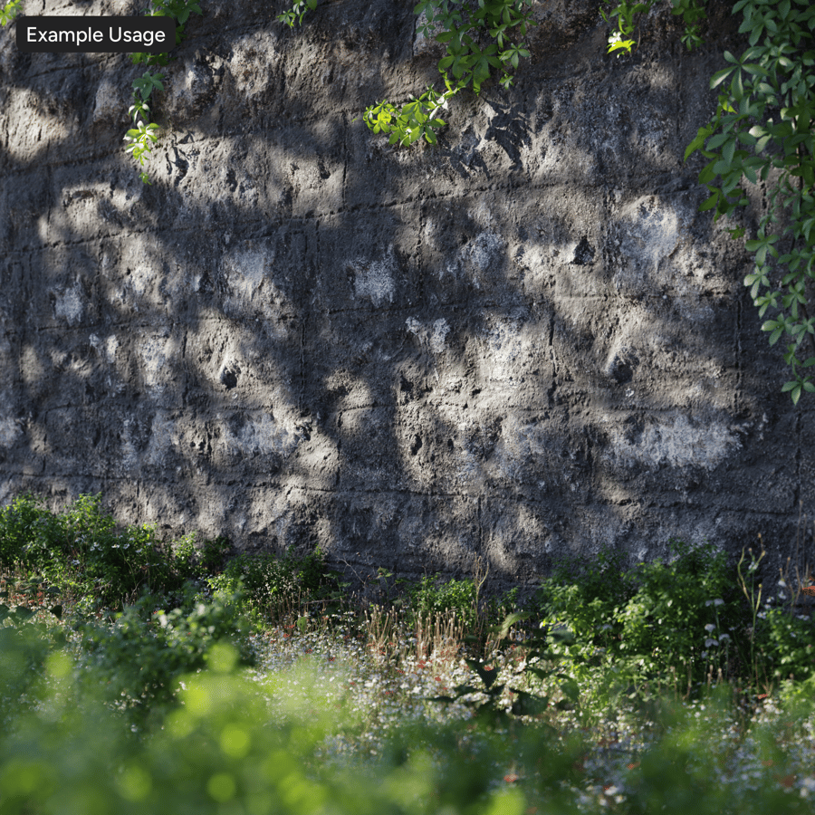 Moosige Schlackenblockwand Textur