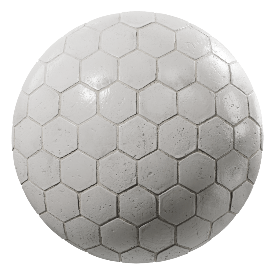 Rustic Hexagonal Terracotta Tile Texture, White