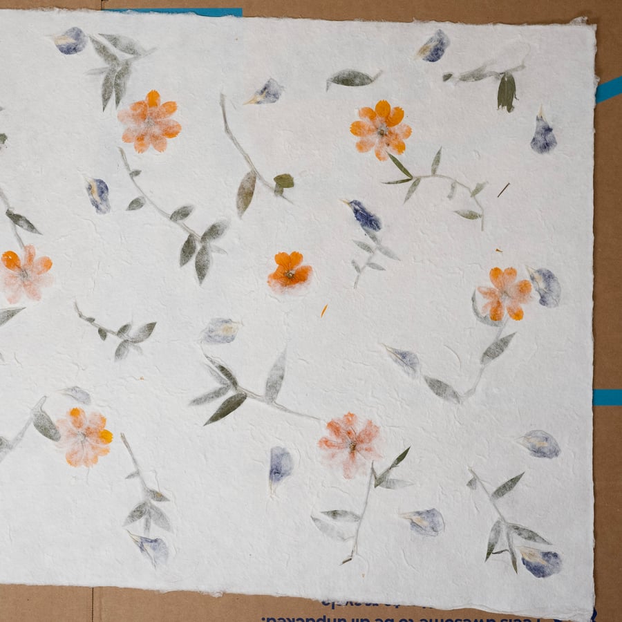Textura de papel de amora pesada com flores de íris