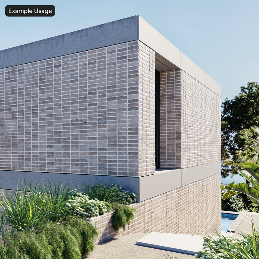 Splitface Stack Bond Brick Wall Texture, Tan