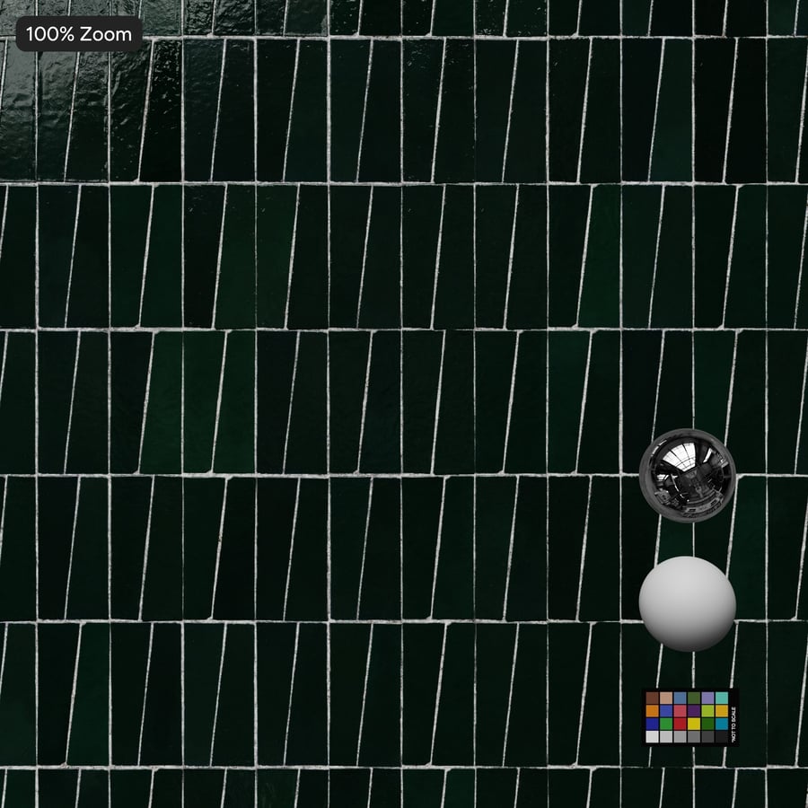 Stacked Trapezoidal Zellige Glossy Tile Texture, Green