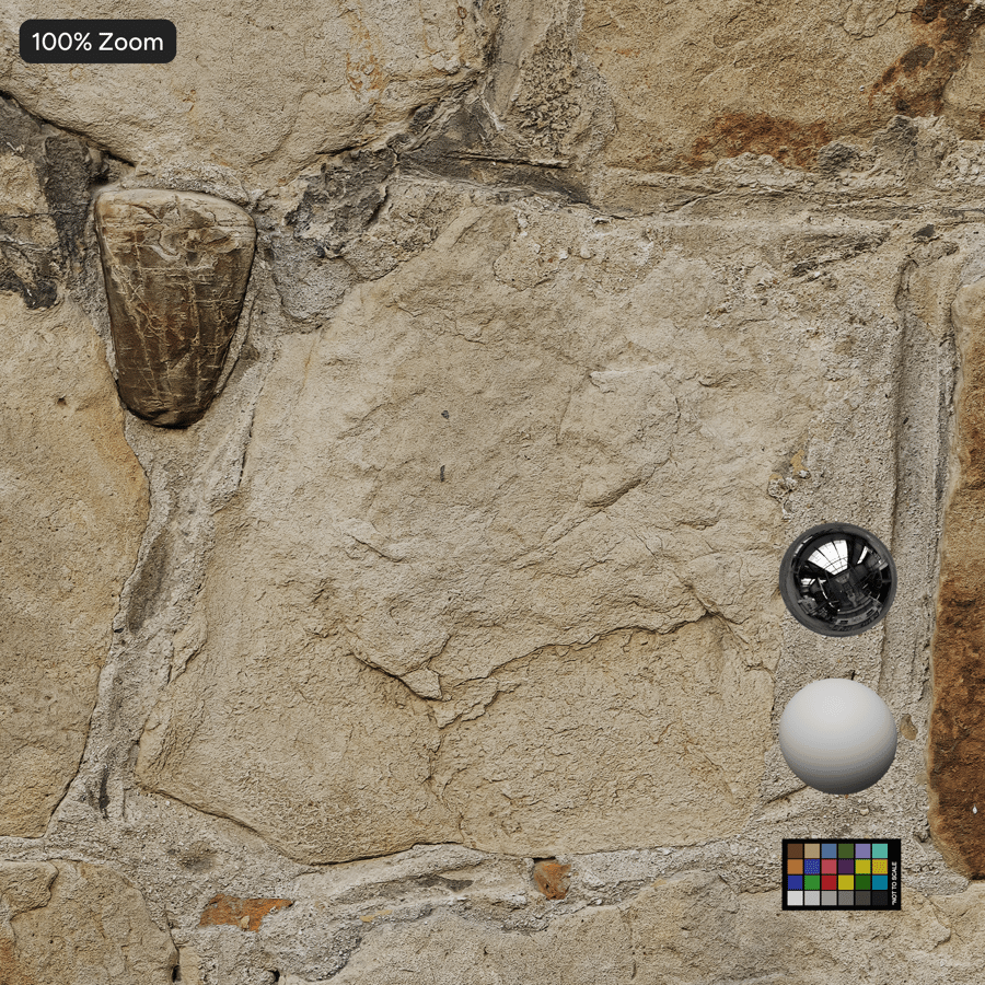 Old Mortared Rubble Stone Wall Texture, Beige