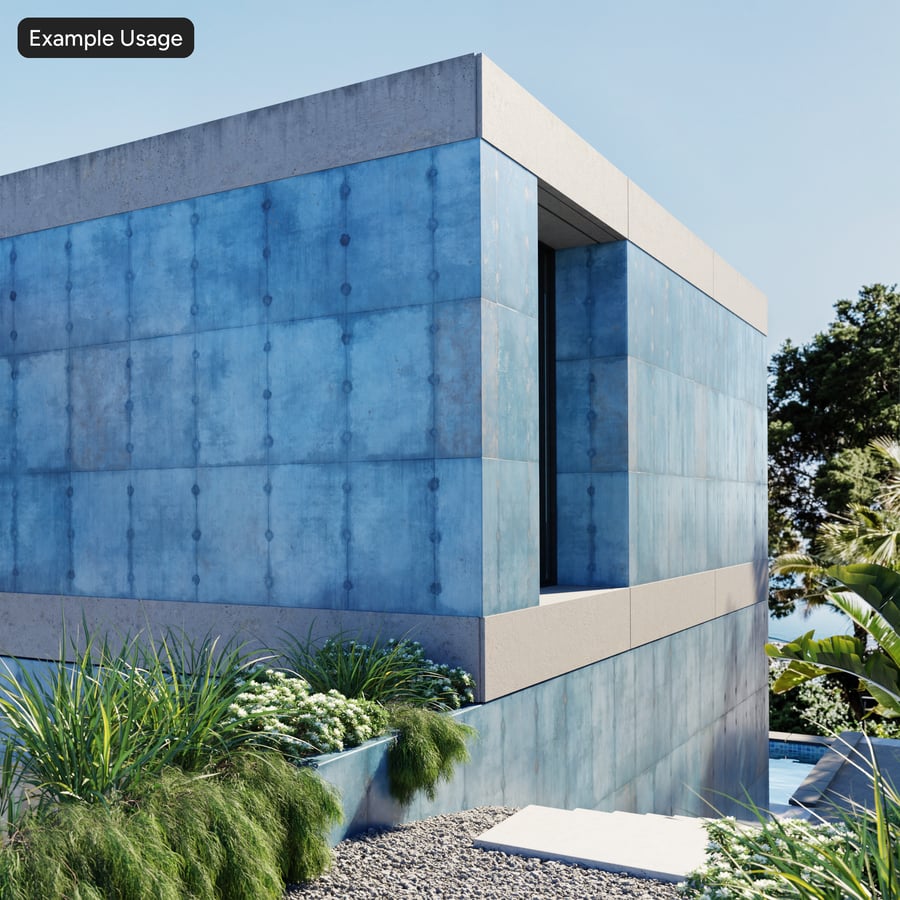 Painel mate manchado com textura de betão, azul