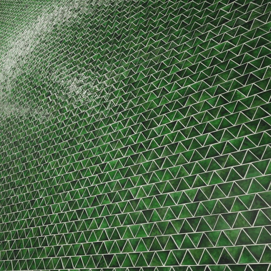 Textura de azulejo cerâmico triangular brilhante, Evergreen