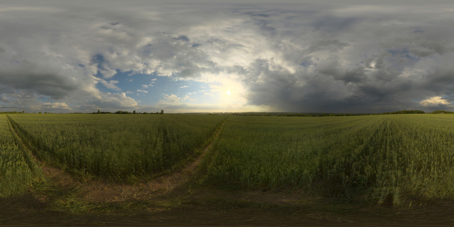 Cloudly Sunset Field Outdoor Sky HDRI