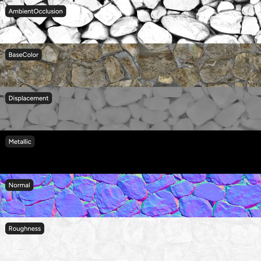 Rubble Stone Wall Texture, Mossy Tan