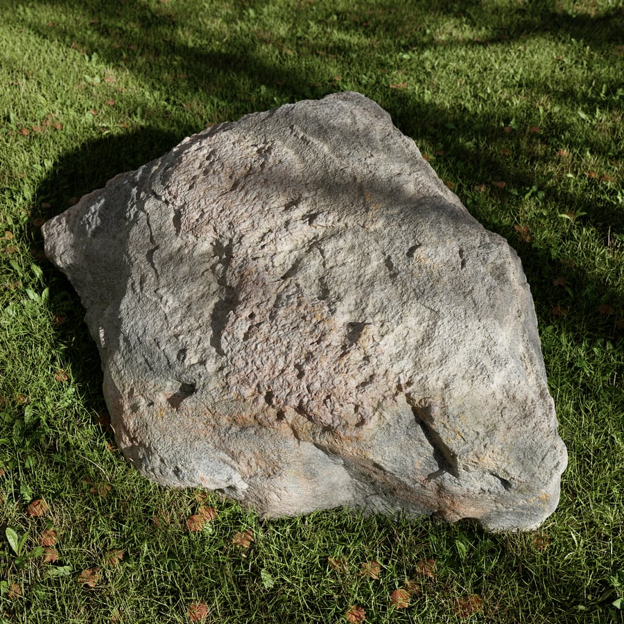 Pedra grande, baixa e com covinhas, modelo pálido