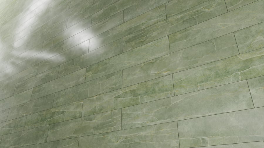 Honed Brick Bond Tiles Marble Texture, Green