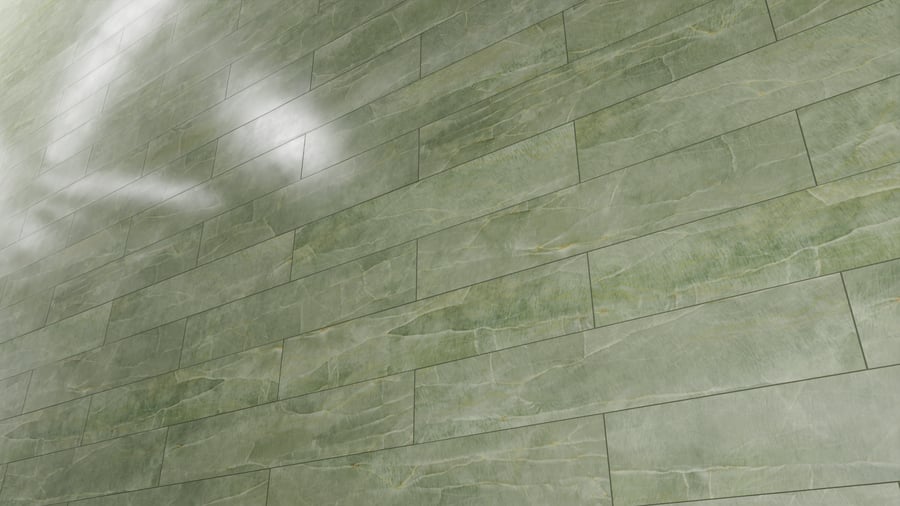 Textura de azulejo mate em mármore retangular deslocado, verde salva