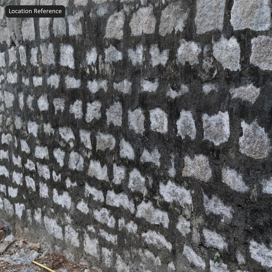 Mossy Rubble Stone Wall Texture, Dark Gray and White