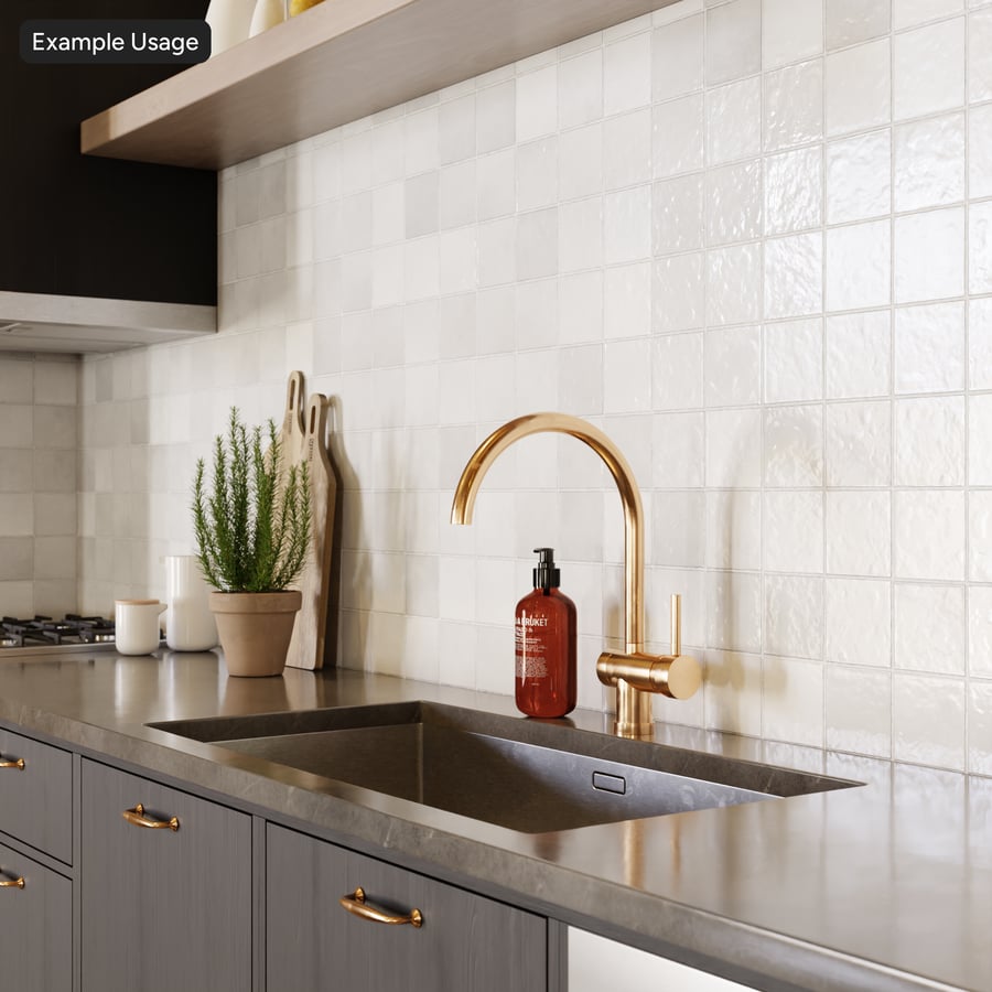 Textura de azulejo quadrado Zellige brilhante, branco