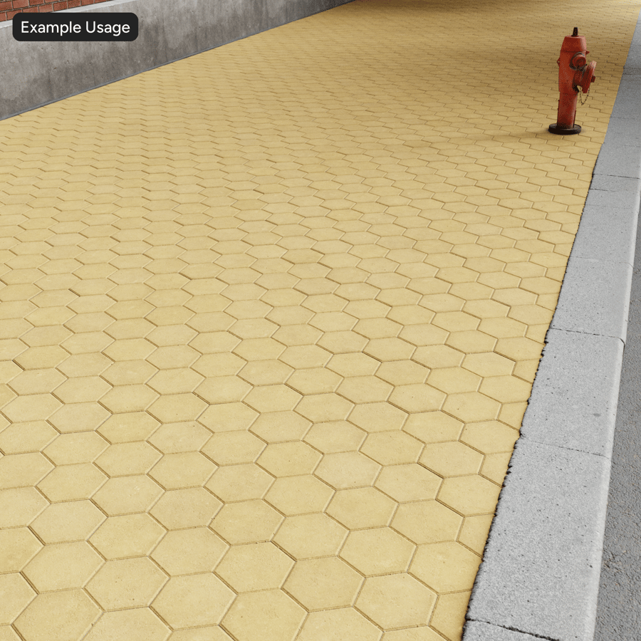 Textura de pavimento hexagonal, amarelo