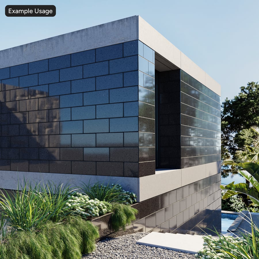 Running Polished Concrete Block Wall Texture, Black