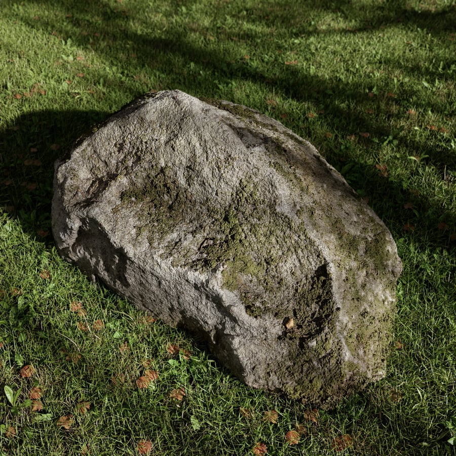 Cool Toned Mossy Smooth Large Rock Boulder Model