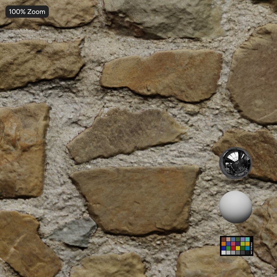 Rubble Stone Wall Texture, Sandy Beige