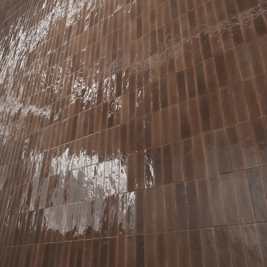 Textura de azulejo cerâmico retangular brilhante, castanho