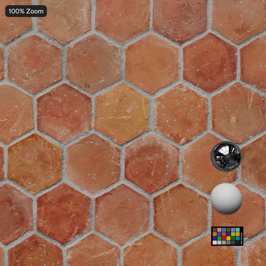 Textura de azulejo hexagonal em terracota crua, laranja claro