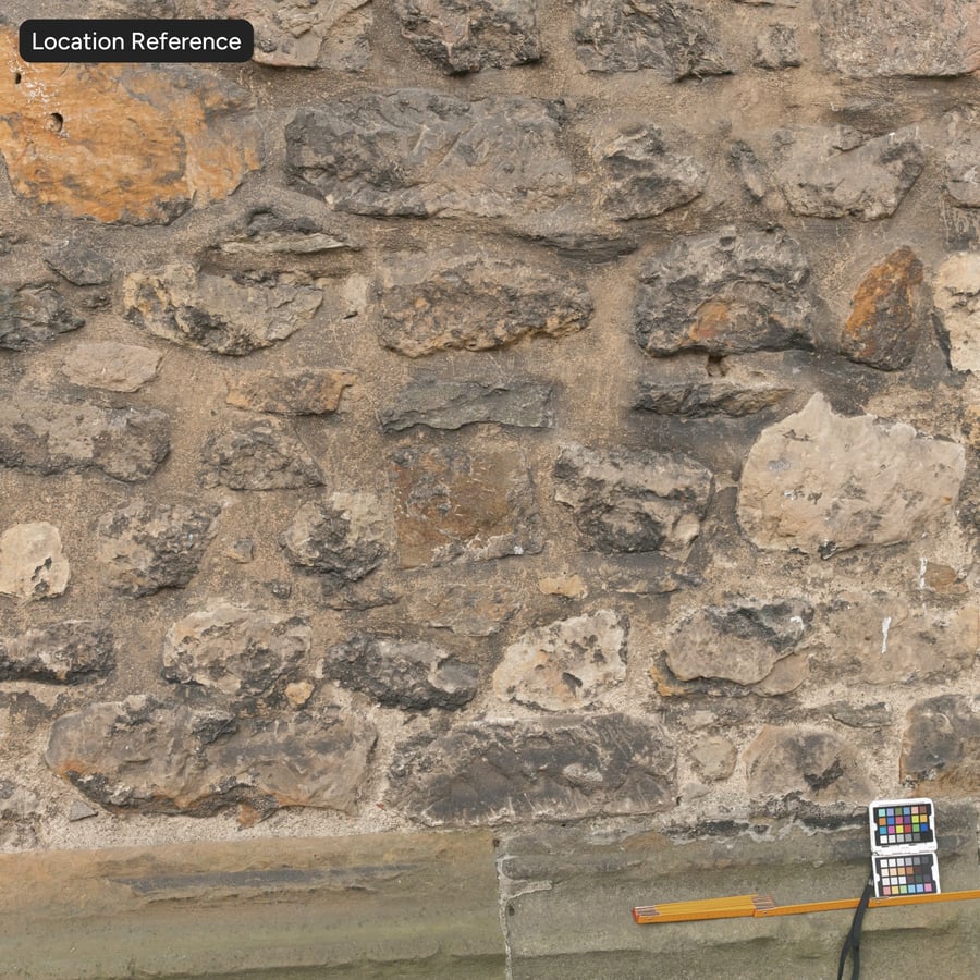 Lichen Covered Rubble Sandstone Wall Texture
