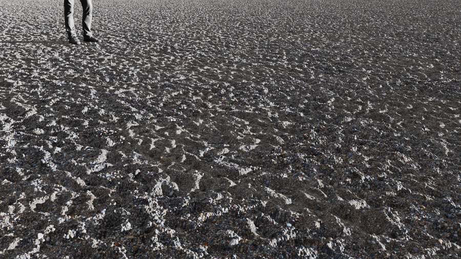Scattered Pebbles on Rippled Dirt Texture